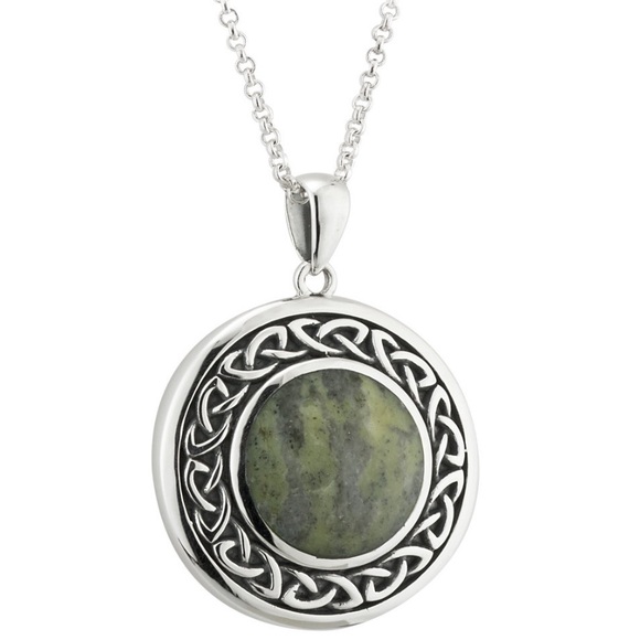 NIB Celtic Connemara Marble Necklace Sterling Silver - Picture 2 of 5